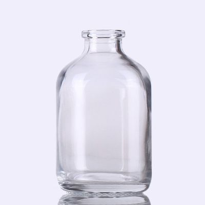 50 ml Durchsichtig geformte Glasflasche USP Typ II mit 20 mm Hals